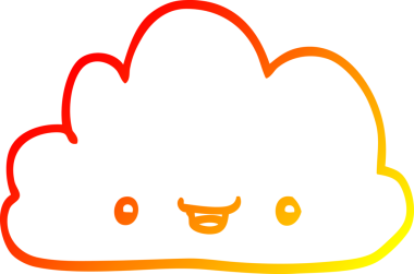 Bir insan tarafından çizilmiş küçük mutlu bulutun sıcak çizgi çizimi