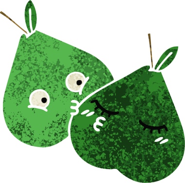 Bir insan tarafından çizilmiş armutun retro çizim tarzı karikatürü