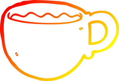 Bir insan tarafından çizilmiş bir kahve fincanının sıcak çizgi çizimi