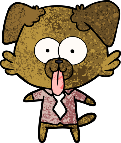 Bir insan tarafından çizilmiş dilli çizgi film köpeği.