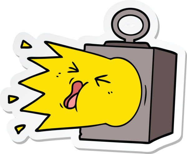 Bir insan tarafından çizilmiş endüstriyel bir lambanın çıkartması.