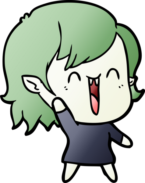 Bir insan tarafından çizilmiş mutlu vampir kız çizgi filmi.