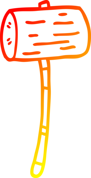 Bir insan tarafından çizilmiş karikatür ahşap bir çekiç.