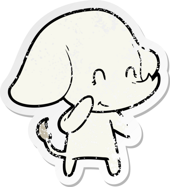 Bir insan tarafından çizilmiş şirin bir filin sıkıntılı çıkartması