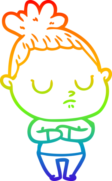 Gökkuşağı gradyan çizgi çizimi bir insan tarafından çizilmiş sakin bir kadın