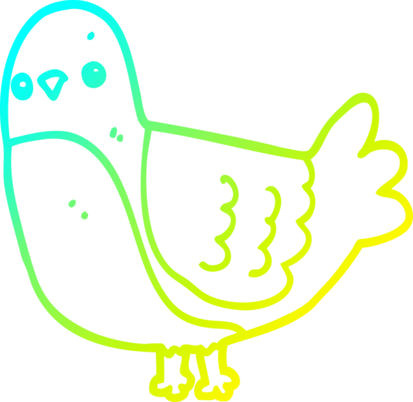 Bir insan tarafından çizilen karikatür kuşunun soğuk gradyan çizgisi