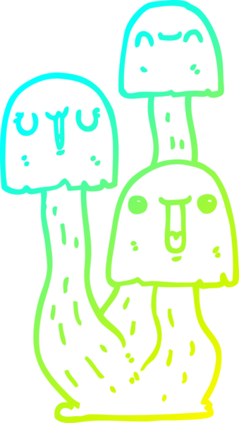 Bir insan tarafından çizilmiş bir mantarın soğuk gradyan çizimi