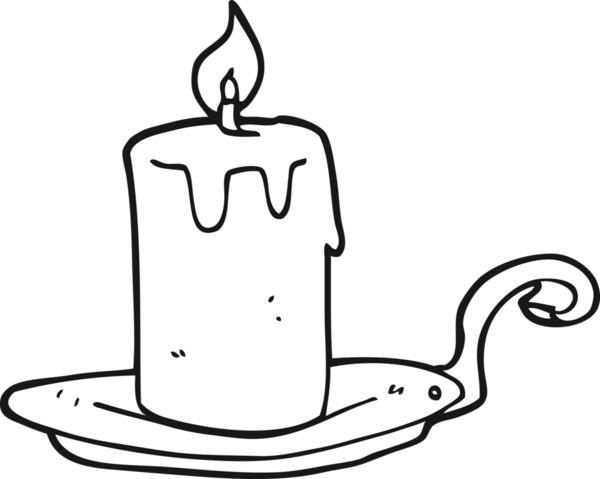 Bir insan tarafından çizilmiş siyah beyaz bir mum lambası.