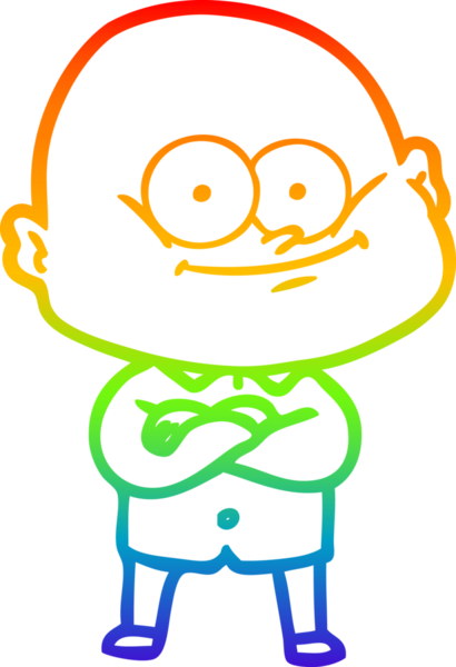 Gökkuşağı gradyan çizgi çizimi bir insan tarafından çizilmiş kel bir adamın çizimi