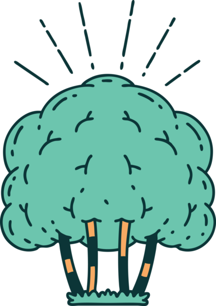 Bir insan tarafından çizilmiş geleneksel dövme ağacının çizimi