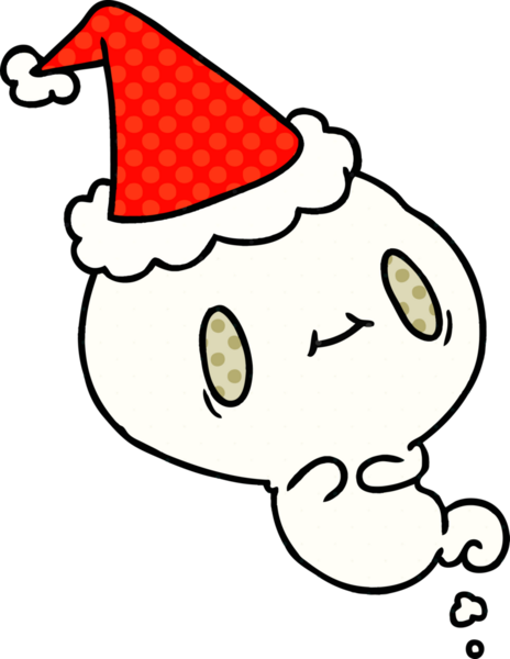 Bir insan tarafından çizilmiş Kawai hayaletinin Noel karikatürü.