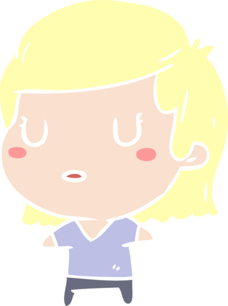 Bir insan tarafından çizilmiş düz renkli karikatür kadın