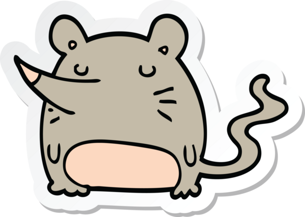 Bir insan tarafından çizilmiş çizgi film faresinin çıkartması.