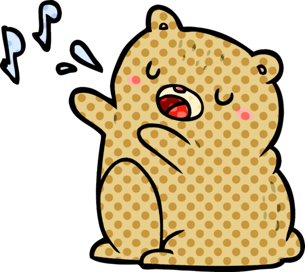 Çizgi film ayısı bir insan tarafından çizilmiş bir şarkıyı söylüyor.