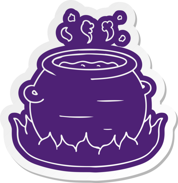 Bir insan tarafından çizilmiş bir tencere güvecin karikatür çıkartması.