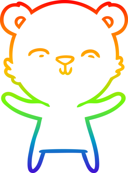 Bir insan tarafından çizilmiş mutlu bir kutup ayısının gökkuşağı gradyanı çizimi