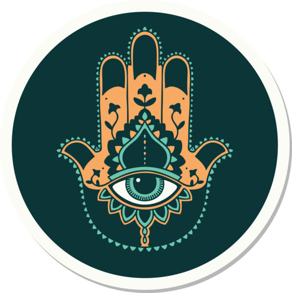 Bir insan tarafından çizilmiş geleneksel bir hamza stili dövme çıkartması.