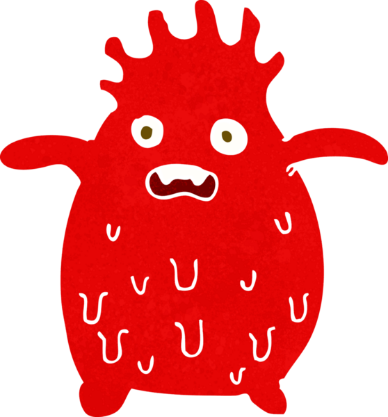 Bir insan tarafından çizilmiş komik balçık canavarı.