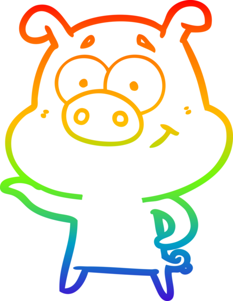 Gökkuşağı gradyan çizimi bir insan tarafından çizilmiş çizgi domuz çizimi