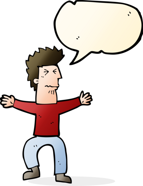 Çizgi film, bir insan tarafından çizilmiş konuşma balonlu adamı strese sokuyor.