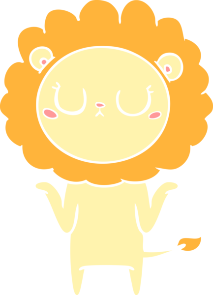 Bir insan tarafından çizilmiş düz renkli çizgi film aslanı