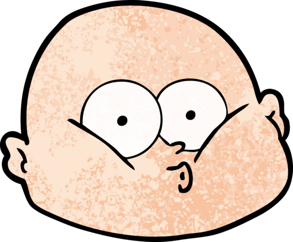 Bir insan tarafından çizilmiş, meraklı kel bir adam.