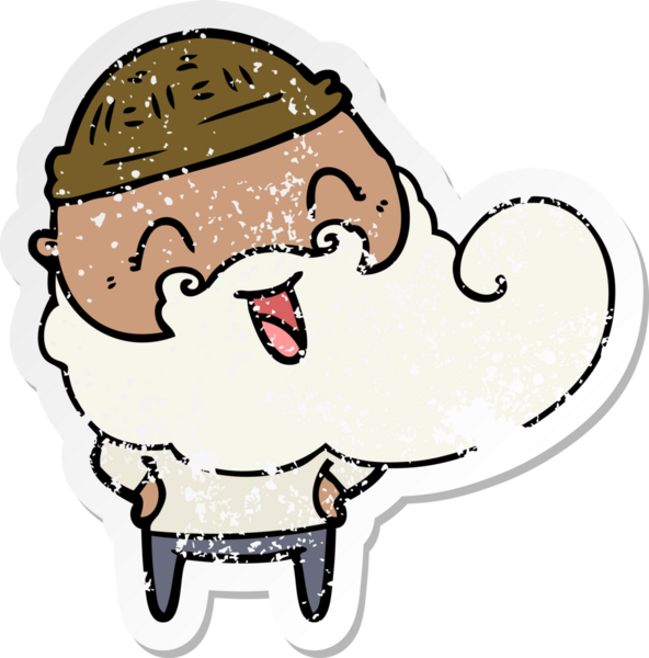 Bir insan tarafından çizilmiş mutlu sakallı bir adamın sıkıntılı çıkartması.