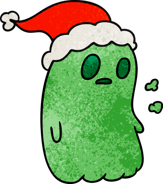 Bir insan tarafından çizilmiş kawai hayaletinin el yapımı bir karikatürü.