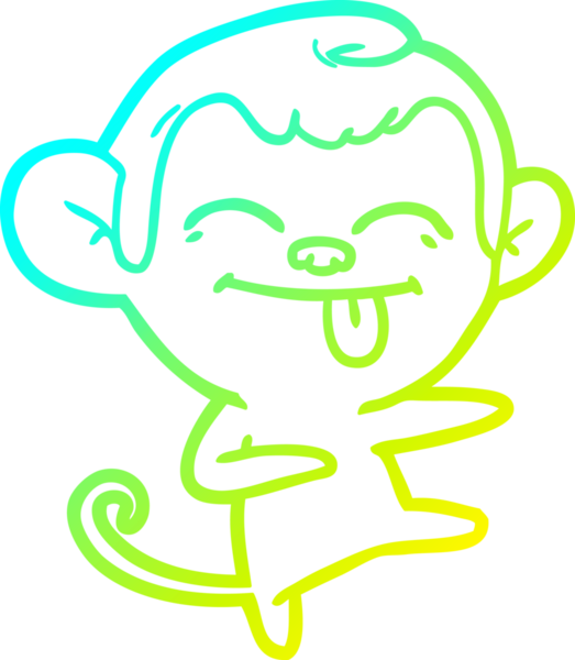 Bir insan tarafından çizilmiş komik bir çizgi maymunun soğuk çizgi çizimi