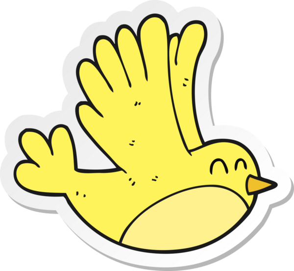 Bir insan tarafından çizilmiş çizgi film kuşunun çıkartması.