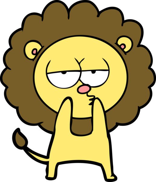 Bir insan tarafından çizilmiş yorgun bir aslan.