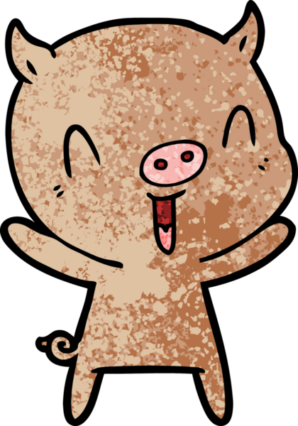 Bir insan tarafından çizilmiş mutlu çizgi film domuzu.