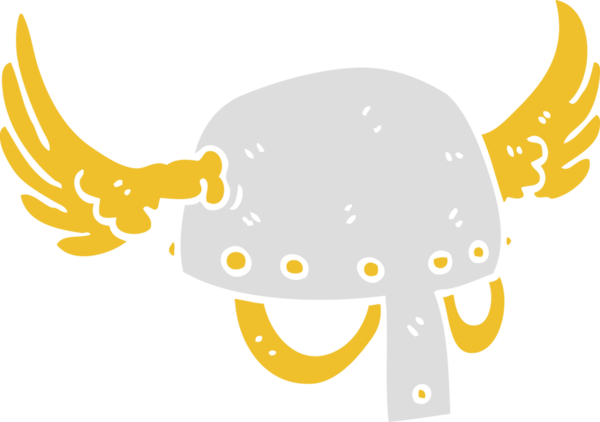 Bir insan tarafından çizilmiş kanatlı miğferin düz renk çizimi