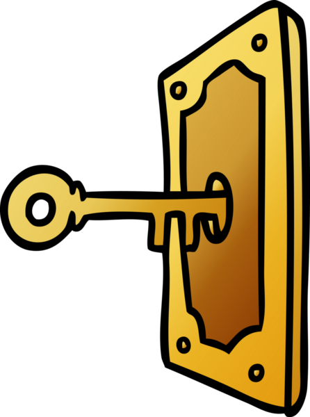 Bir insan tarafından çizilmiş bir kapı kolunun gradyan karikatürü.