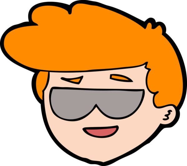 Bir insan tarafından çizilmiş güneş gözlüğü takan çizgi film çocuğu.