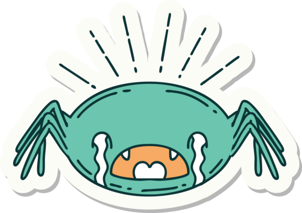 Bir insan tarafından çizilmiş dövme stili ağlayan örümcek çıkartması.