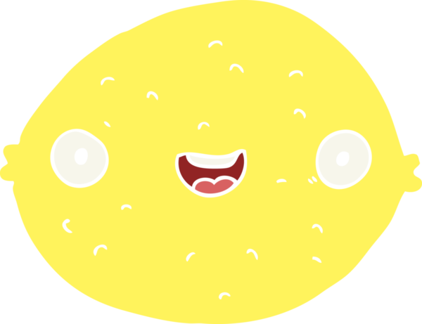 Bir insan tarafından çizilmiş düz renk çizgi film limonu