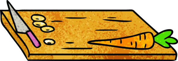 İnsan eliyle çizilmiş sebze doğrama tahtası karalaması.