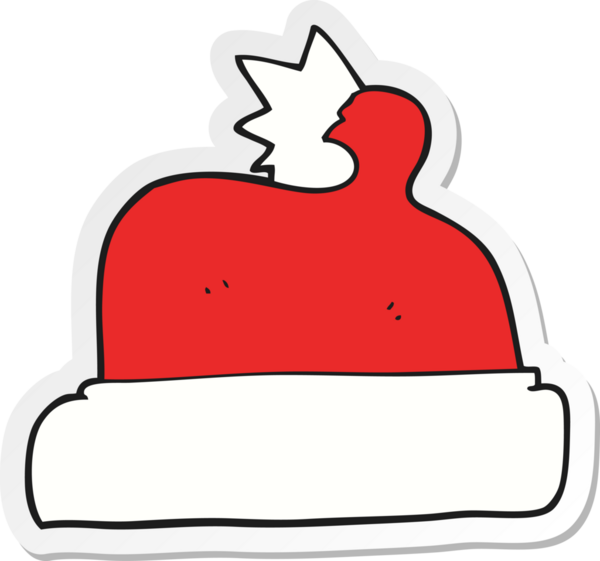 Bir insan tarafından çizilmiş bir karikatür Noel şapkasının çıkartması.