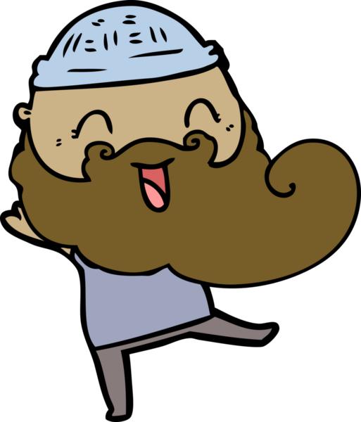 Bir insan tarafından çizilmiş mutlu sakallı adam.