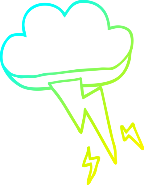 Bir insan tarafından çizilmiş bir çizgi film çizimi gök gürültüsü ve şimşek.