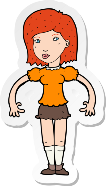 Bir insan tarafından çizilmiş bir karikatür kadının çıkartması.