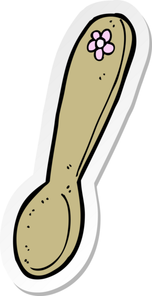 Bir insan tarafından çizilmiş karikatür kaşığının çıkartması.