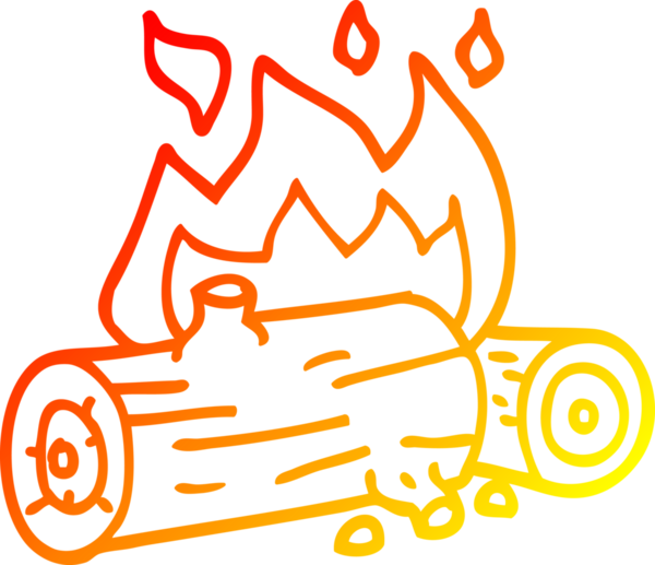 Bir insan tarafından çizilen yanan odunların sıcak çizgi çizimi