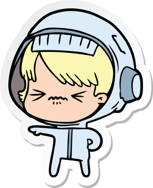 Bir insan tarafından çizilmiş kızgın bir uzay kızının çıkartması.