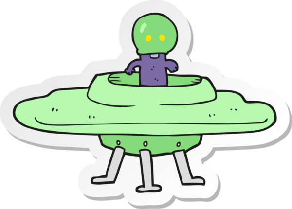 Bir insan tarafından çizilmiş bir uçan daire etiketi.