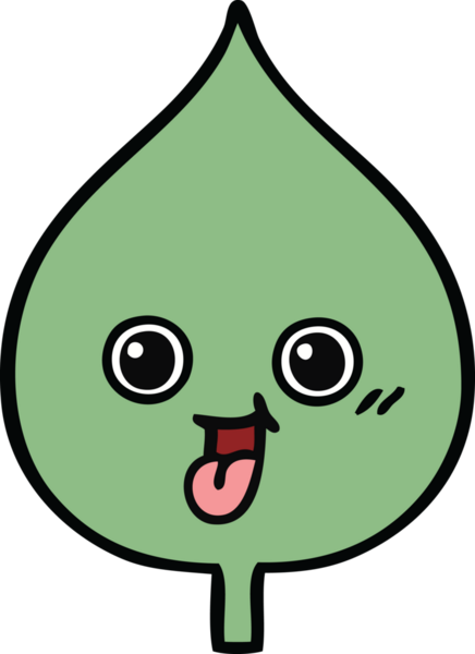 Bir insan tarafından çizilmiş dışavurumsal yaprağın sevimli karikatürü.