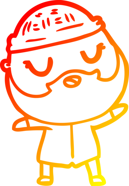 Bir insan tarafından çizilmiş sakallı bir çizgi film karakteri.