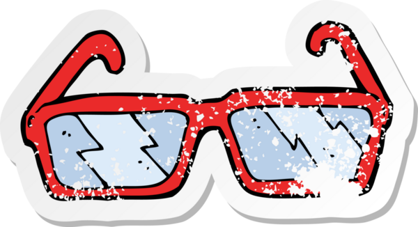 Bir insan tarafından çizilmiş karikatür gözlüğünün gerilimli yapıştırması.