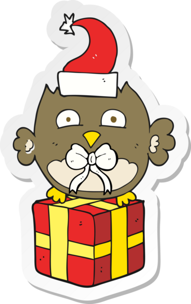 Bir insan tarafından çizilmiş bir karikatür baykuşunun çıkartması.